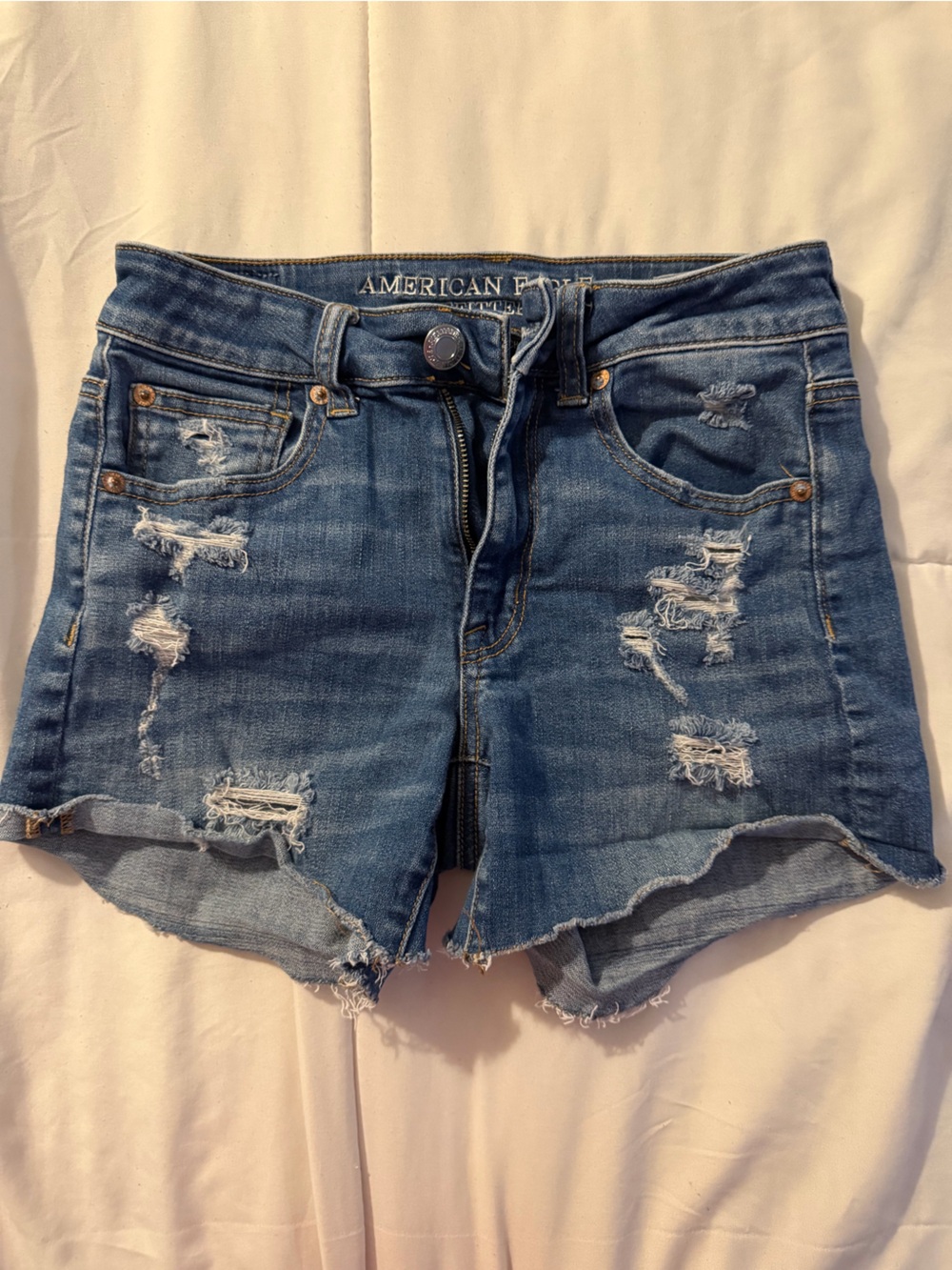 American Eagle Outfitters Distressed Blue Denim Jean Shorts